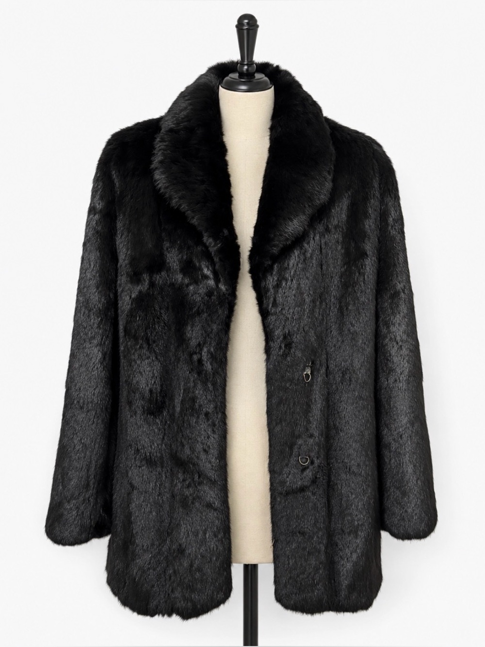 Vintage Black Natural Rabbit Fur Coat Women’s Small Rabbit Fur Jacket